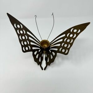 Vintage Brass Tone Butterfly Taper Candle Holder
